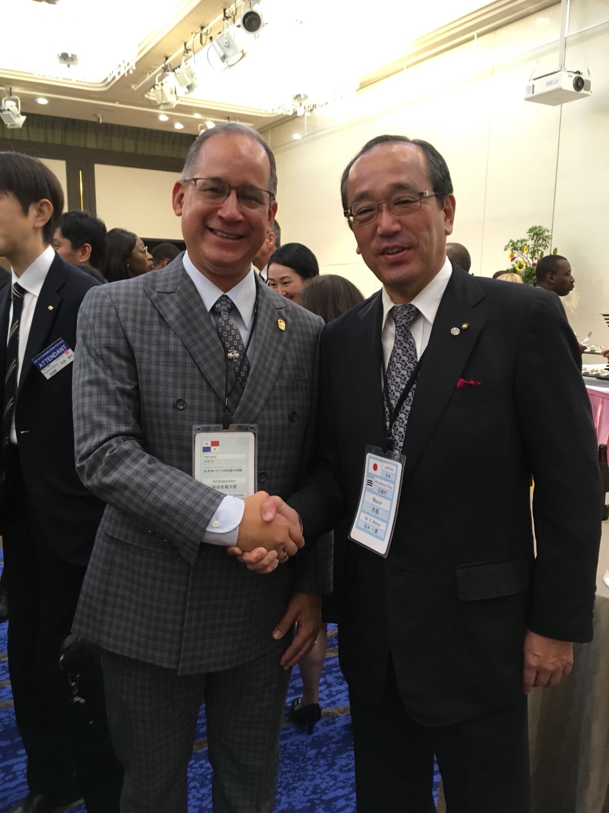 3. Hiroshima Ambassador Diaz with Mr. Kazumi Matsui, Mayor of Hiroshima city at the welcome reception held by Hiroshima city. .